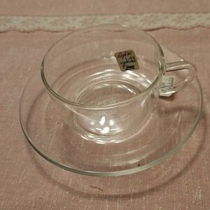 Glass Tea Cup and Saucer Set Mid Century German Made Schott Mainz Jena Glas